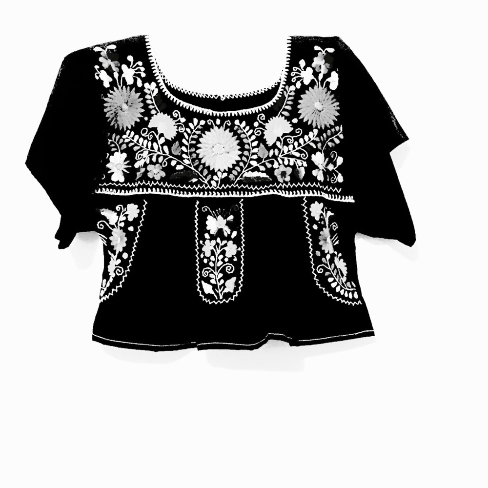 Mexican Embroidered Blouse Ethnic Crop Top